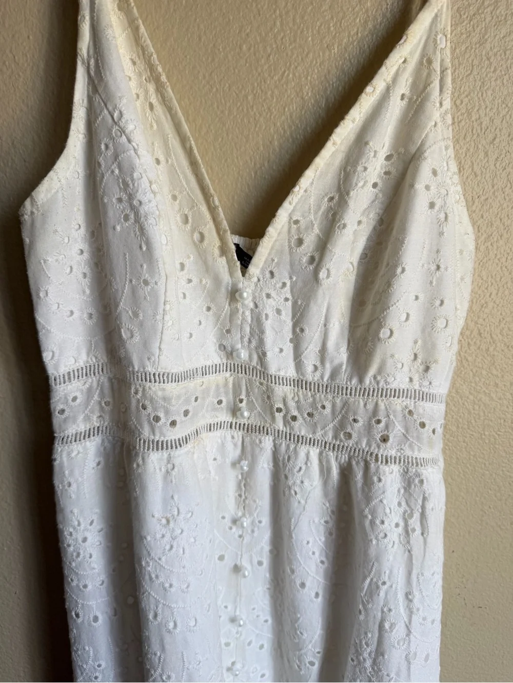 Simplee Apparel White Eyelet V-Neck Midi Dress - Picture 5 of 6